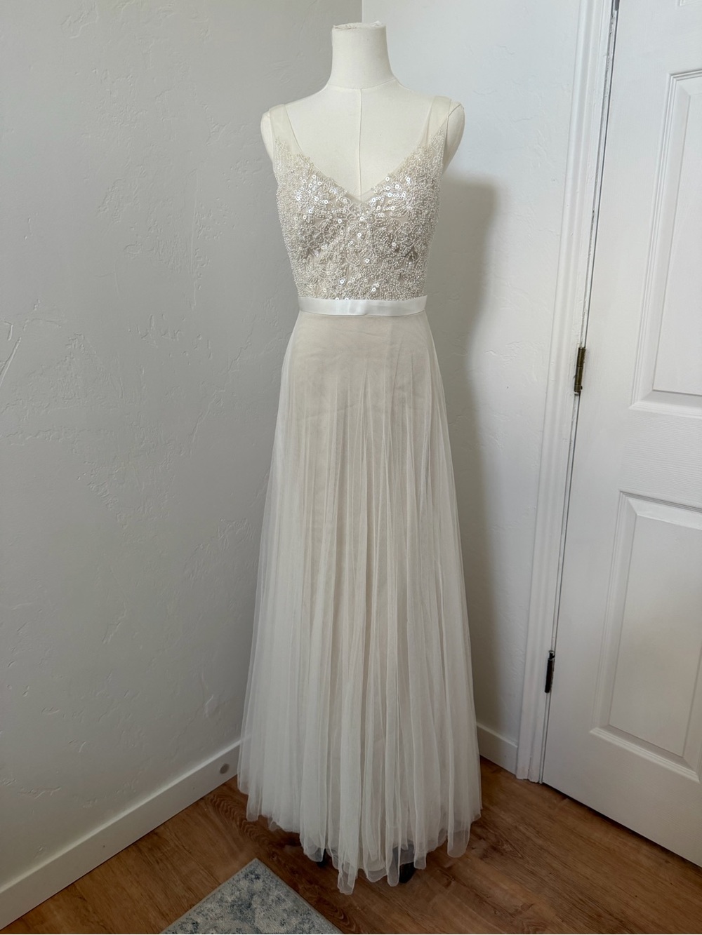 Wtoo by Watters Persiphone Beaded V-Neck Tulle Cream Wedding Dress